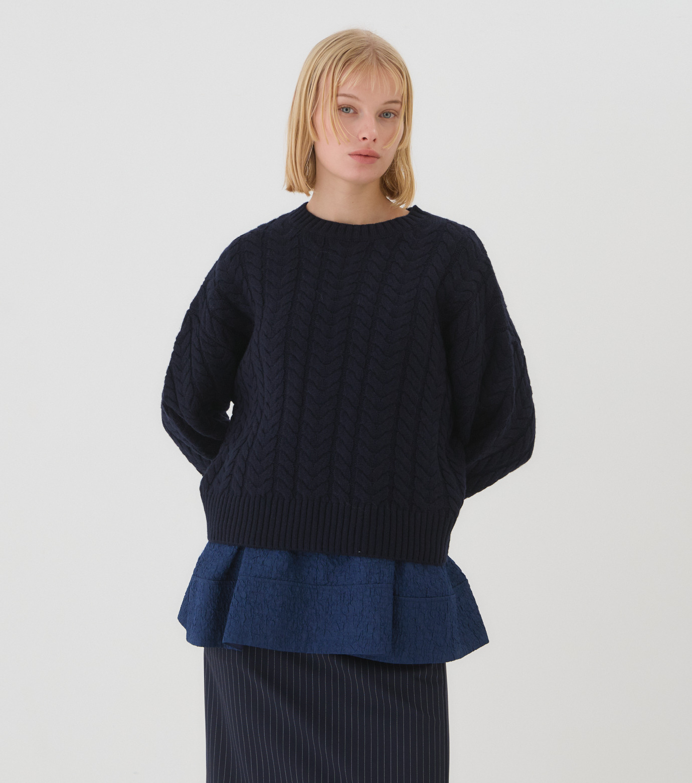 ル シェル ブルー - LE CIEL BLEU | Chunky Cable Knit-Navy-36の通販 
