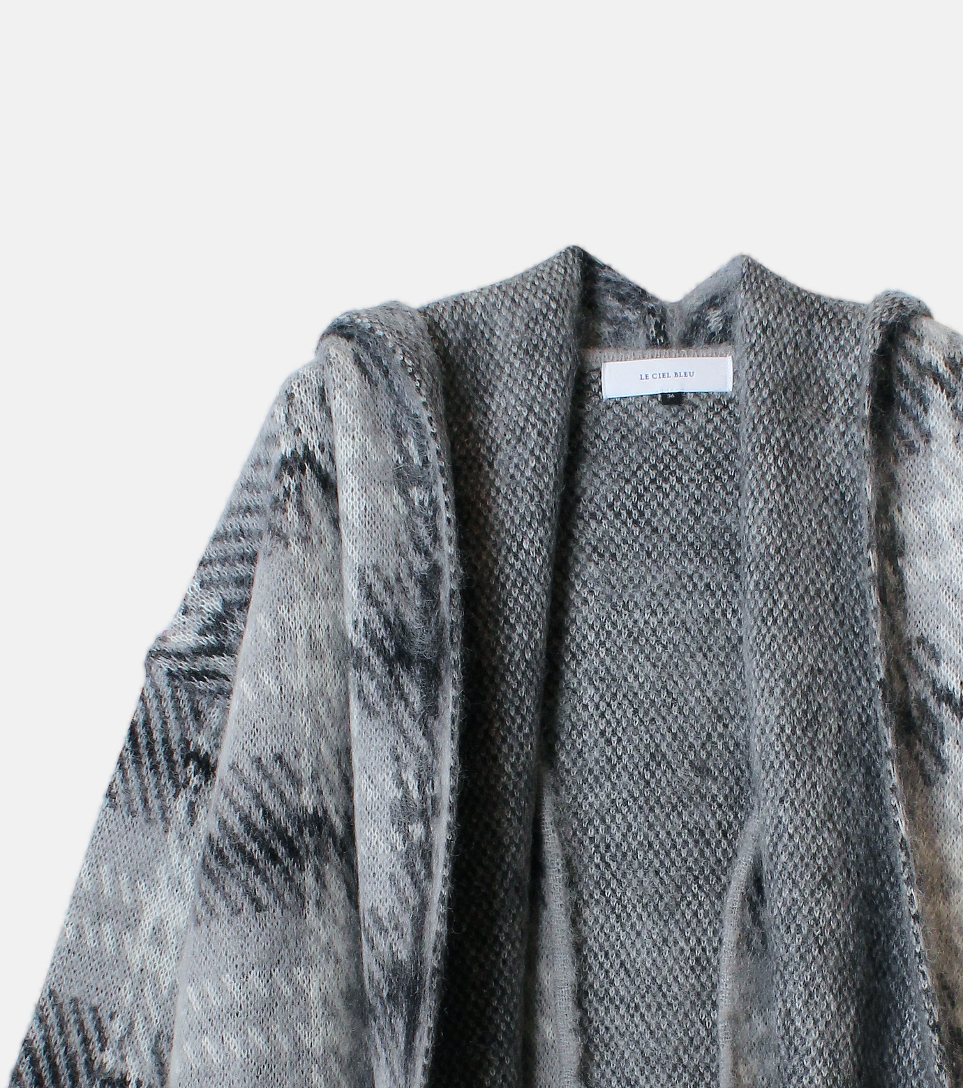 ル シェル ブルー - LE CIEL BLEU | Check Knit Coat-Gray-36の