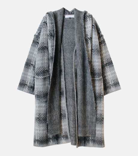 ル シェル ブルー - LE CIEL BLEU | Check Knit Coat-Gray-36の
