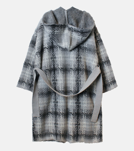 ル シェル ブルー - LE CIEL BLEU | Check Knit Coat-Gray-36の