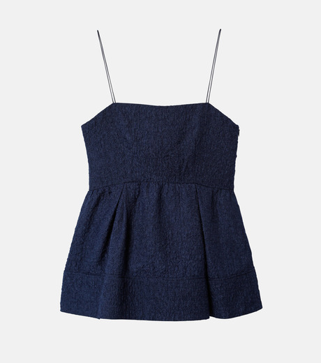 【新品】LE CIEL BLEU テクスチャードキャミトップス ル シェル ブルー - LE CIEL BLEU | Textured Cami Tops-Navy-36