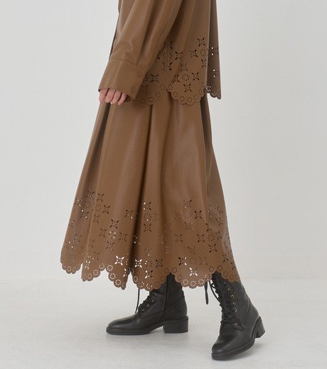 新品 アリジ ALYSI レザースカート 42 ESK632 Lサイズ 羊革 SACRA｜シンセティック レザー スカート SYNTHETIC LEATHR SKIRT