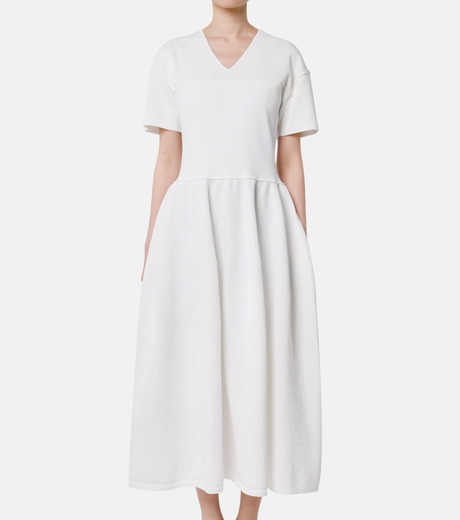ル シェル ブルー - LE CIEL BLEU | Knitted V Dress-White-36の