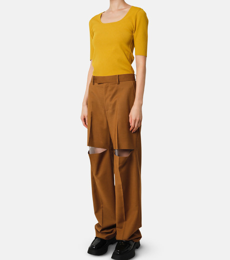 IRENE◆ベスト/36/レーヨン/GRY/25Ｓ81006 アイレネ - IRENE | Monica Square Neck Knit-Mustard-36の通販