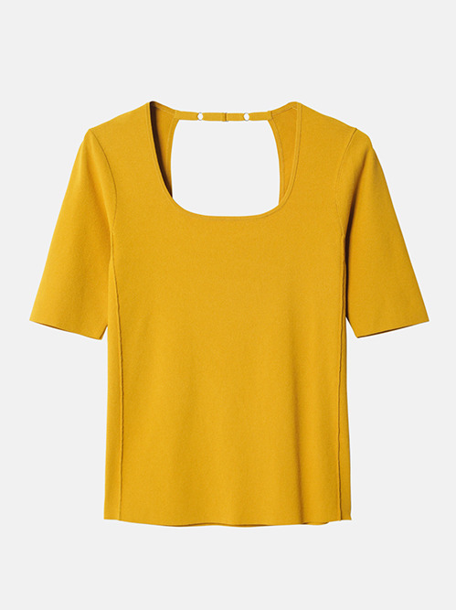 IRENE◆ベスト/36/レーヨン/GRY/25Ｓ81006 アイレネ - IRENE | Monica Square Neck Knit-Mustard-36の通販