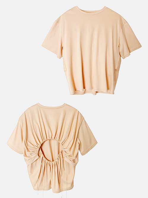 アイレネ IRENE Gathering Cut Out Tee Tシャツ 25S82004 ホワイト サイズ：36 アイレネ - IRENE | Gathering Cut Out Tee-Light Beige-36の