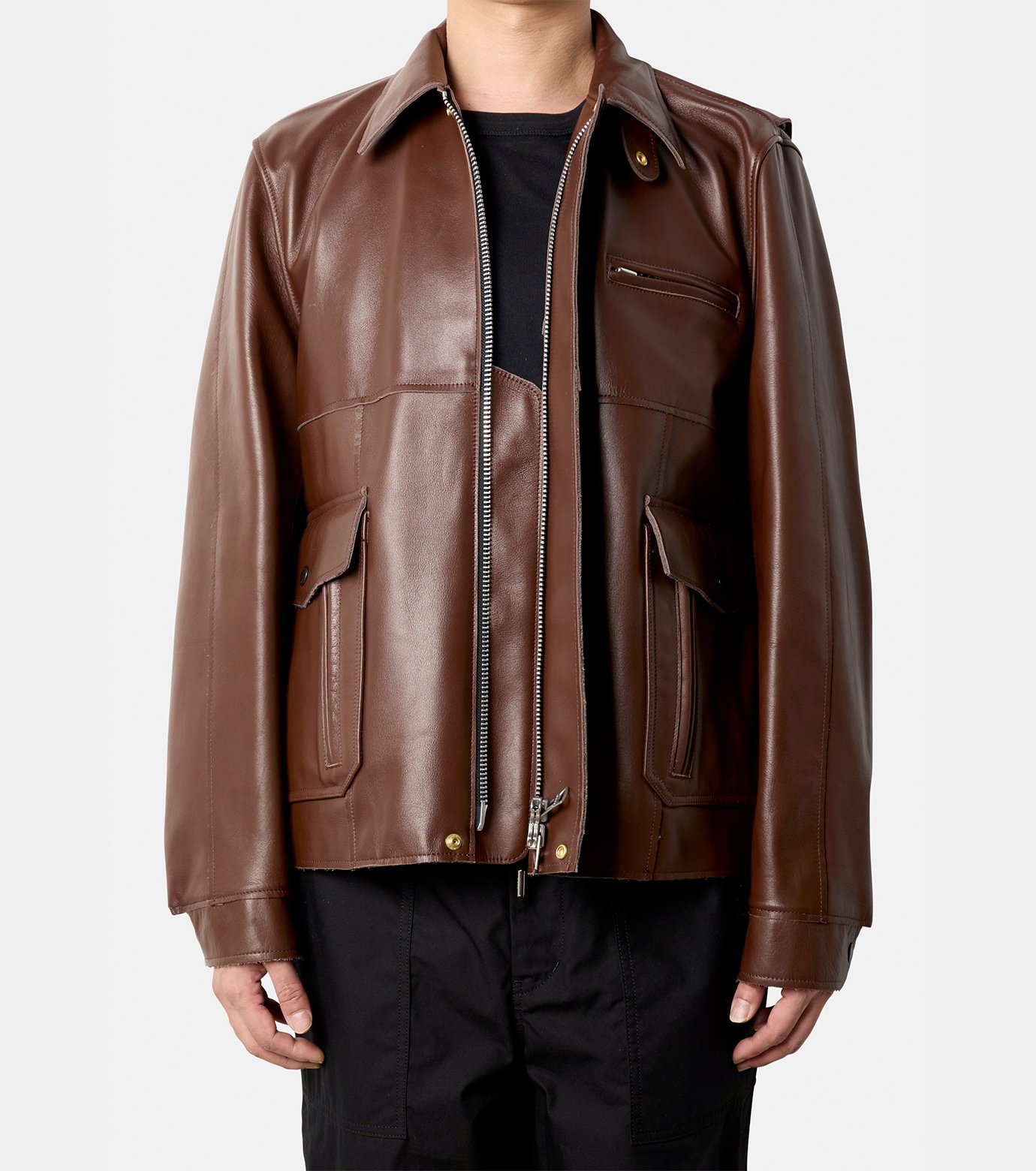 サカイ - sacai | Leather Blouson-Brown-2の通販 | RESTIR リステア