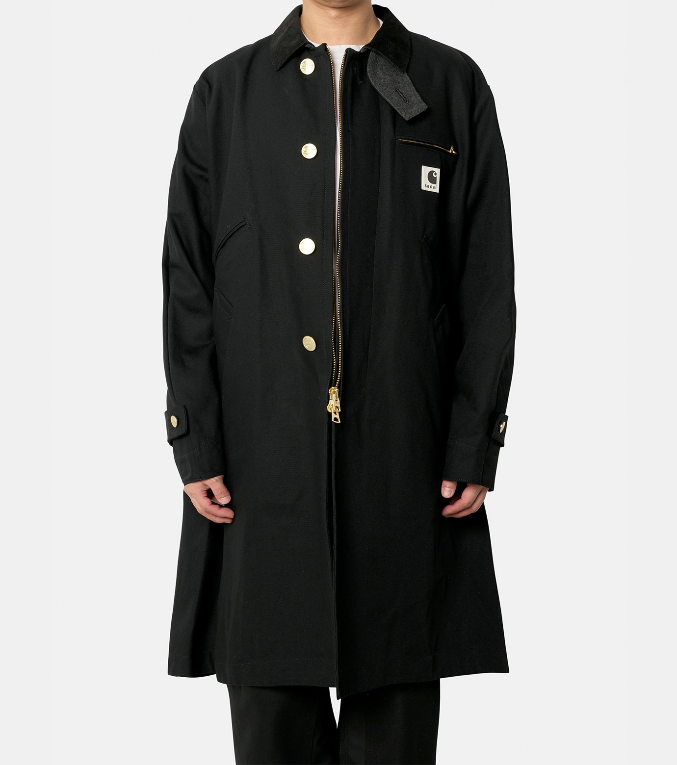 sacai Carhartt サカイ×カーハート　ブラック トレンチコート サカイ - sacai | Carhartt WIP Duck Coat-Black-1の通販 | RESTIR