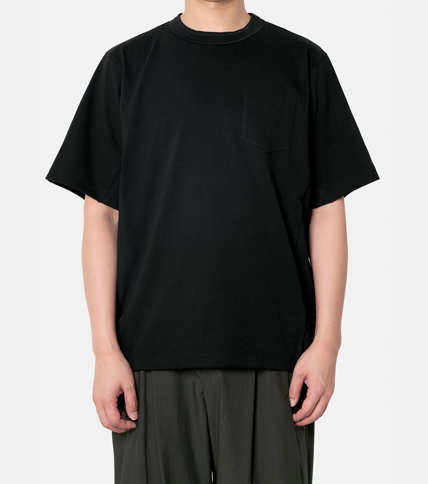 サカイ - sacai | Denim x Cotton Jersey T-Shirt-Black-2の通販