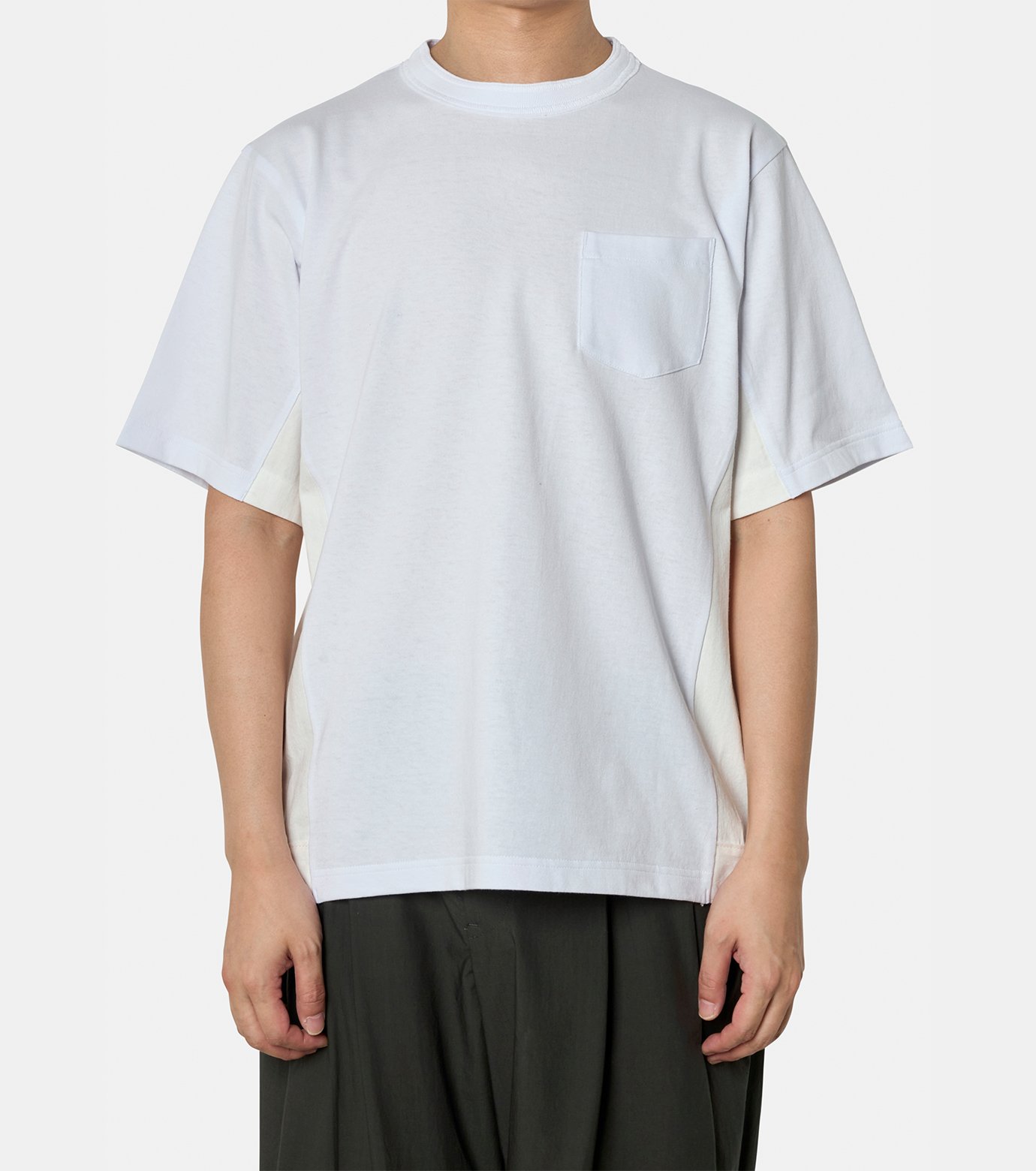 サカイ - sacai | Denim x Cotton Jersey T-Shirt-White-3の通販
