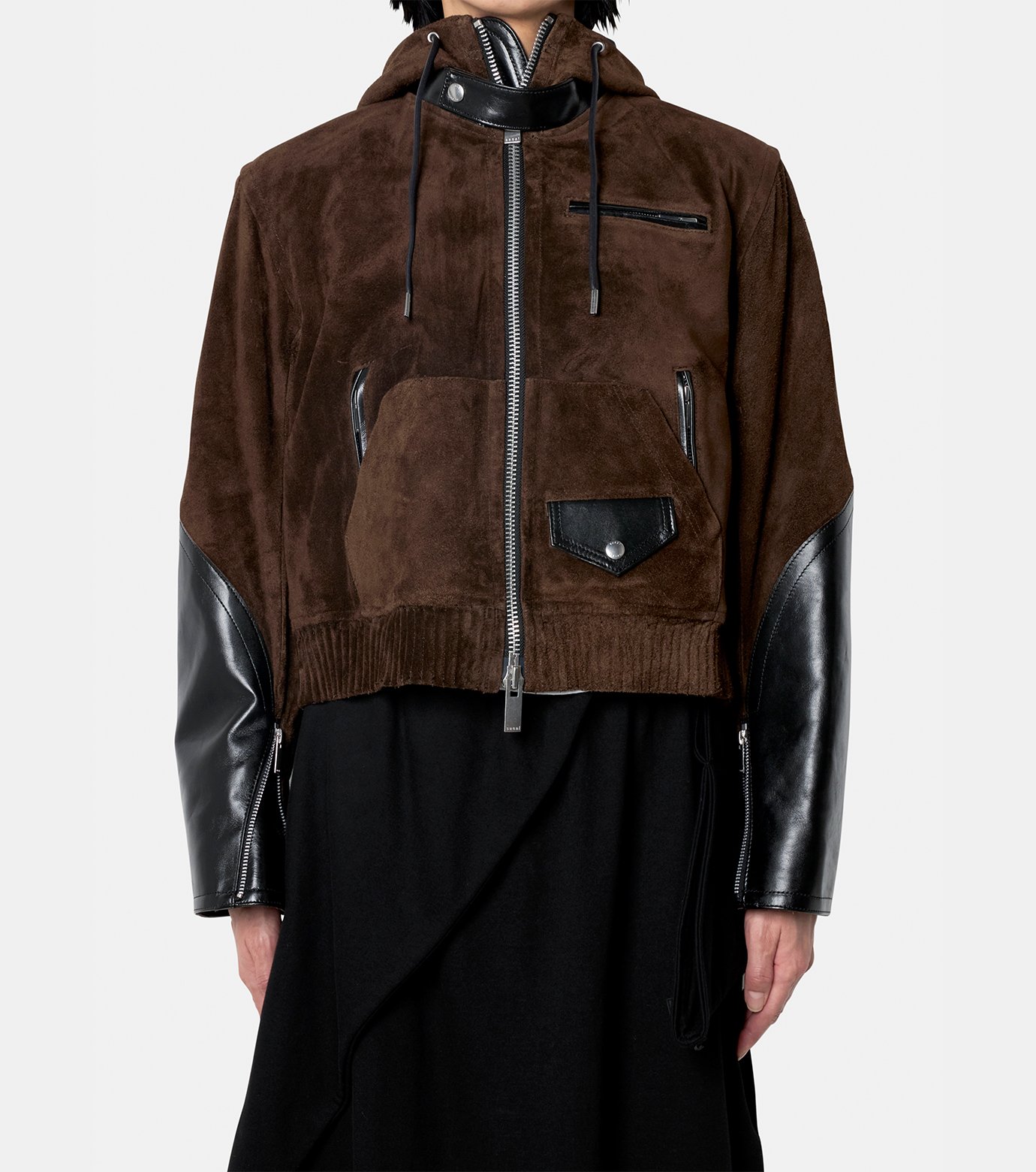 サカイ - sacai | Suede Leather Hoodie-Brown-1の通販 | RESTIR リステア