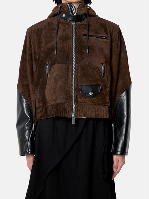 サカイ - sacai | Suede Leather Hoodie-Brown-1の通販 | RESTIR リステア