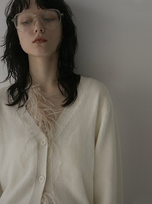 【送料無料/新品】 ル シェル ブルー - LE CIEL BLEU | Feather Cardigan-Off トップス
