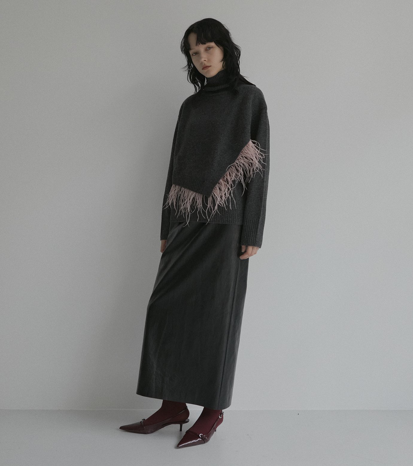 LE CIEL BLEU ルシェルブルー　ループヤーンニットストール　美品　完売 ル シェル ブルー - LE CIEL BLEU | Feather Knit Top-Charcoal