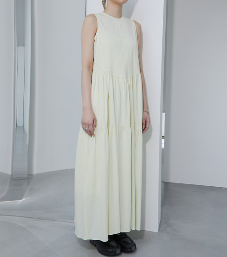 LE CIEL BLEU クラシックサマードレス　ネイビー　サイズ38 LE CIEL BLEU(ルシェルブルー) Chiffon Volume Dressシフォン