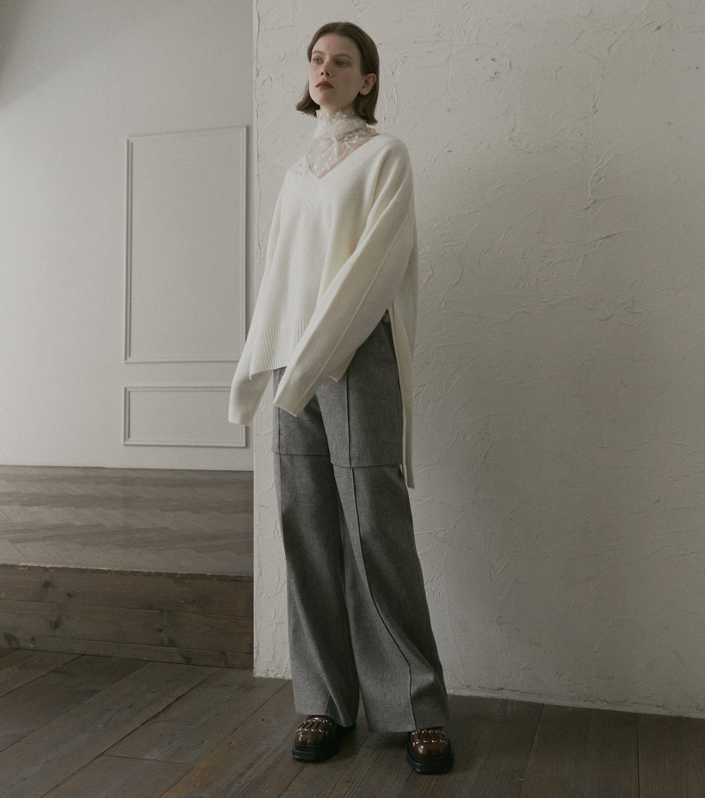 ル シェル ブルー - LE CIEL BLEU | 2Way Wide Pants-Gray-34の通販