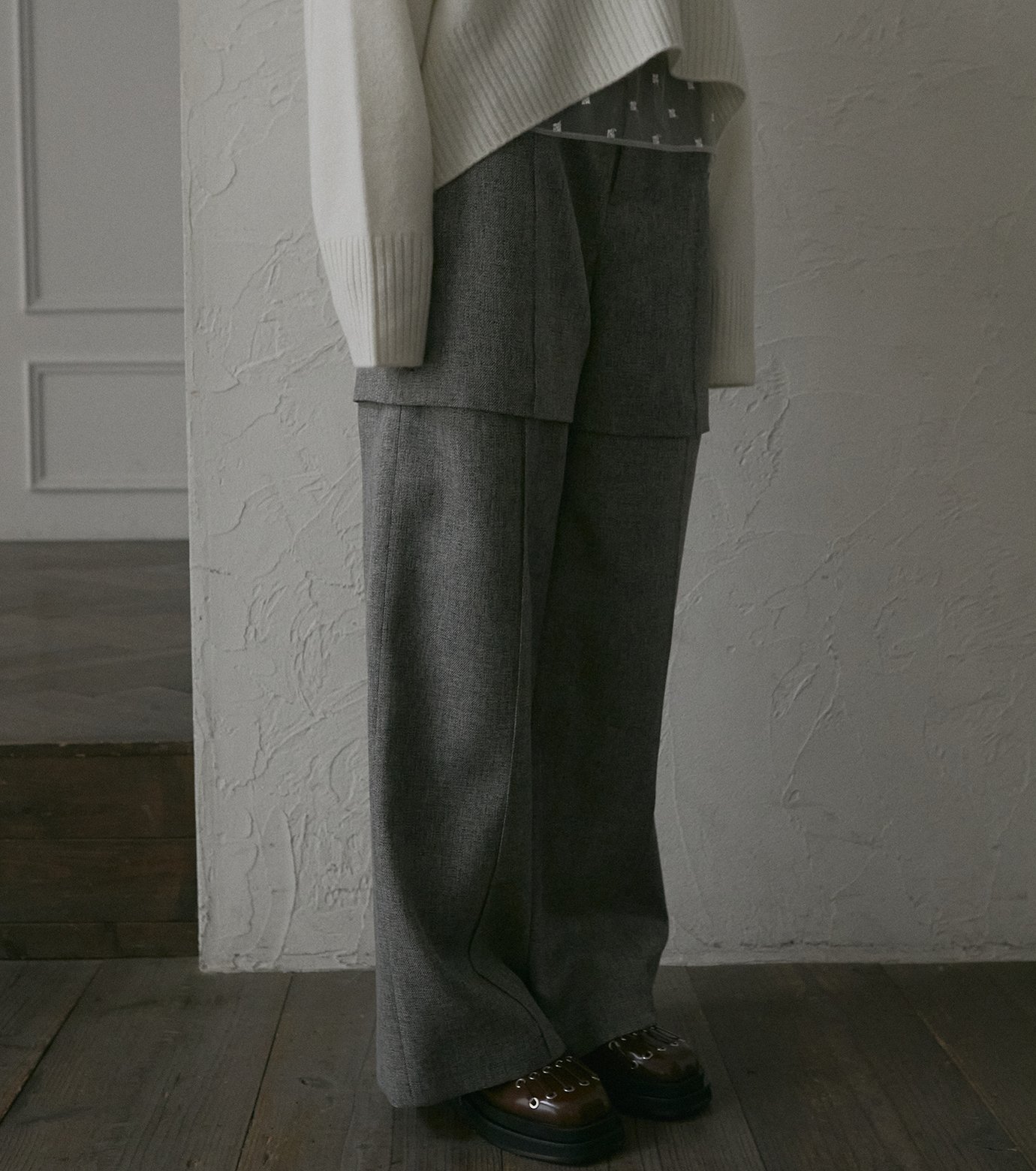 ル シェル ブルー - LE CIEL BLEU | 2Way Wide Pants-Gray-34の
