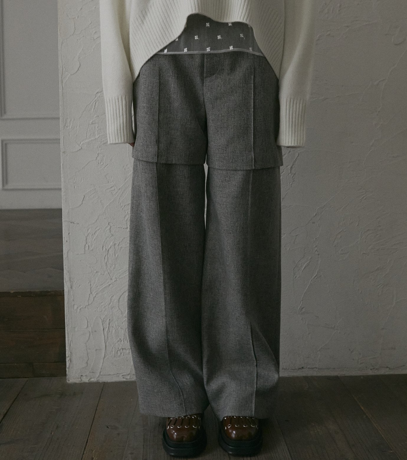 ル シェル ブルー - LE CIEL BLEU | 2Way Wide Pants-Gray-34の