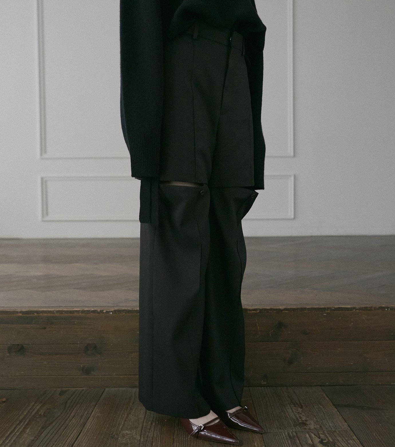 ル シェル ブルー - LE CIEL BLEU | 2Way Wide Pants-Black-34の