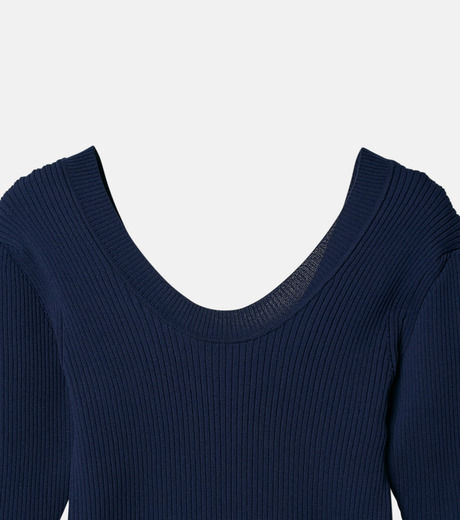 ル シェル ブルー - LE CIEL BLEU | Scoop Neck Knit-Navy-36の