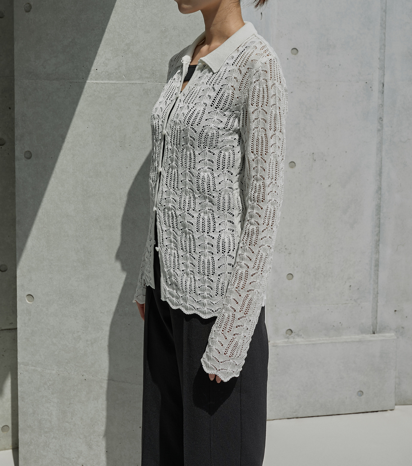 ル シェル ブルー - LE CIEL BLEU | Openwork Knit Top-White-36の通販 