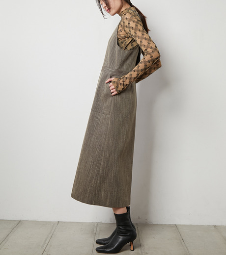 トップス lecielbleu fake leather gilet dress Le Chelle Blue CIEL BLEU Sleeveless Faux Leather Gilet Dress