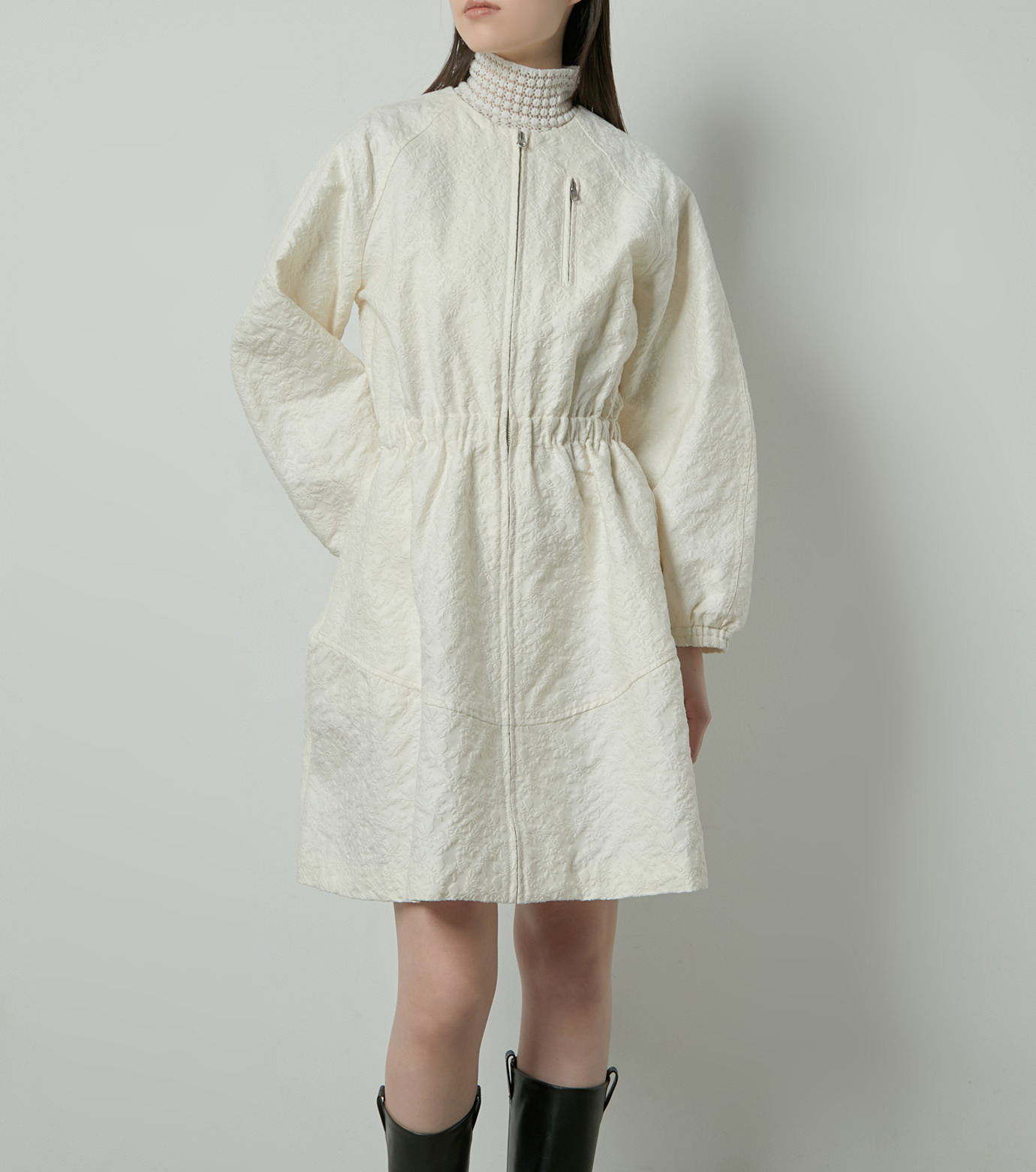 ル シェル ブルー - LE CIEL BLEU | Jacquard Bomber Dress-Off 