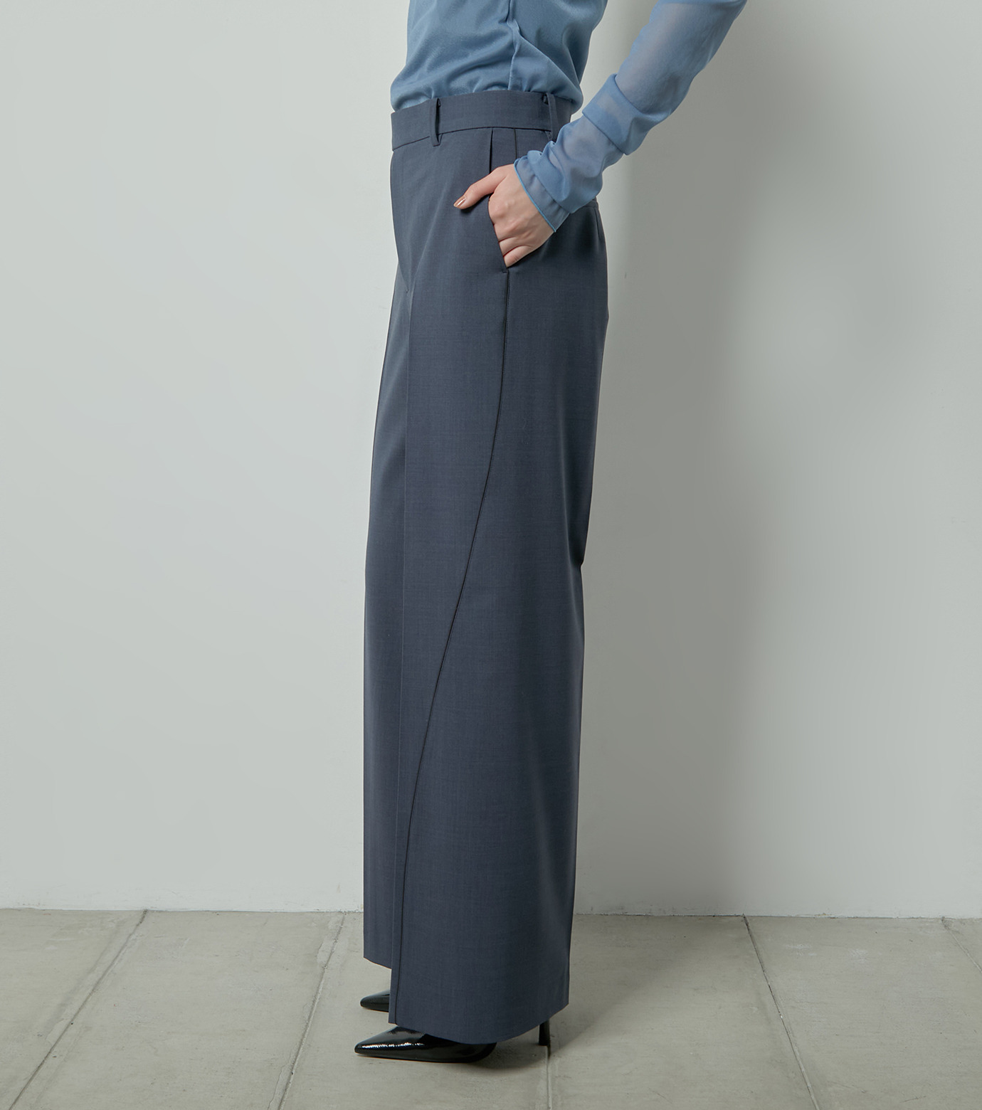 見逃し厳禁！おトクな BLEU CIEL LE - ブルー シェル ル | Slacks-Navy-34 Line Curve パンツ