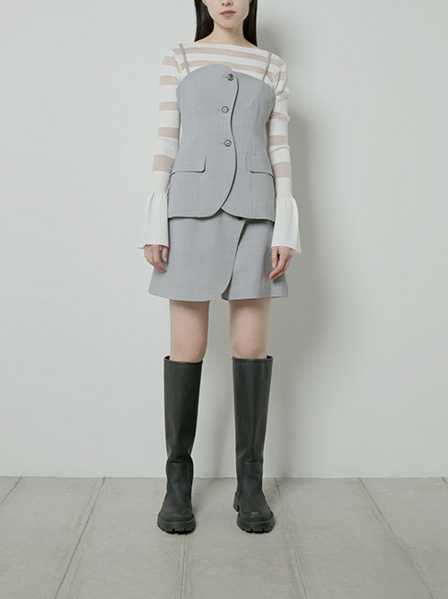 ル シェル ブルー - LE CIEL BLEU | Wave Short Pants-Gray-34の