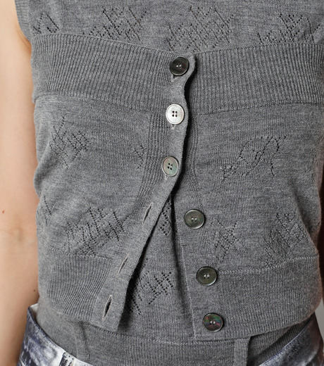 アイレネ - IRENE | Eyelet High Gauge V Knit-Gray-36の通販