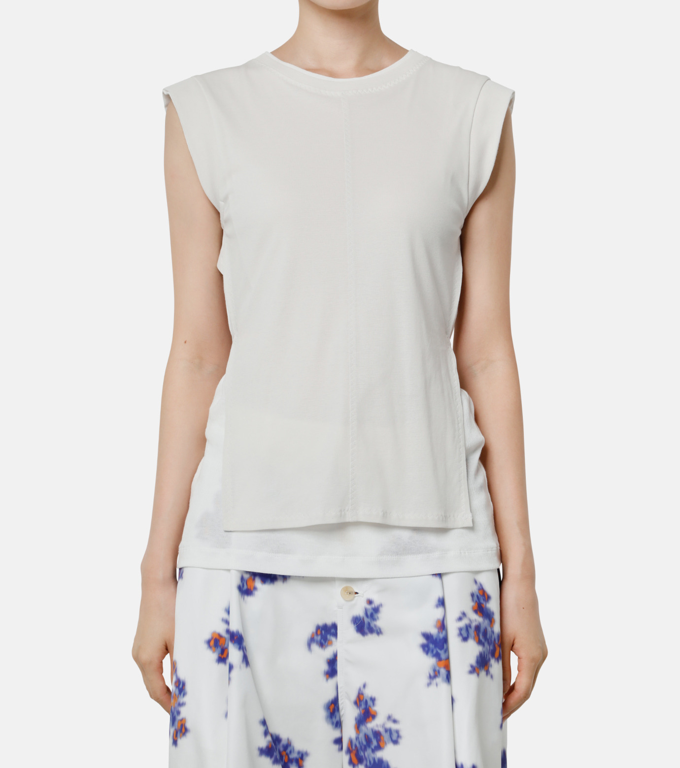 アイレネ IRENE タンクトップ アイレネ - IRENE | Sheer Layered Tank Top-Light Gray-36の