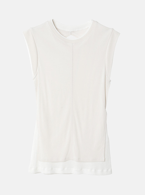 アイレネ IRENE タンクトップ アイレネ - IRENE | Sheer Layered Tank Top-Light Gray-36の