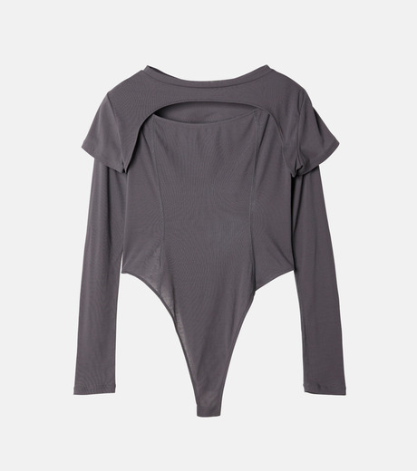アイレネ IRENE Layerd Sheer Tee レイヤードカットソー 26S82008 グレー サイズ：36 アイレネ - IRENE | Layerd Sheer Tee-Charcoal Gray-36の通販