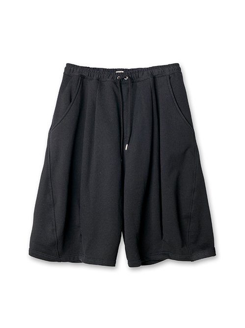 コッキ - KHOKI | Pleated Balloon Sweat Shorts-Black-1の通販