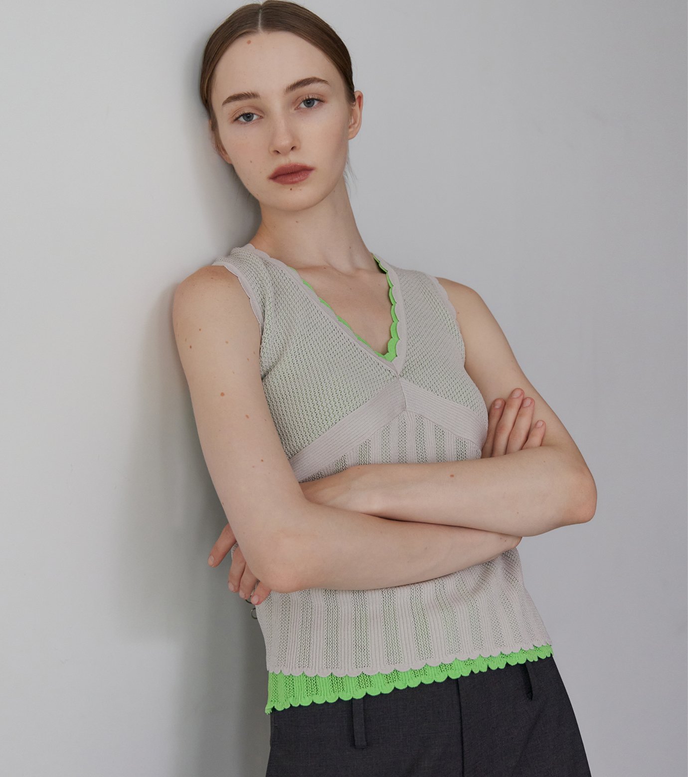 ル シェル ブルー - LE CIEL BLEU | Sleeveless Lace Knit-Light