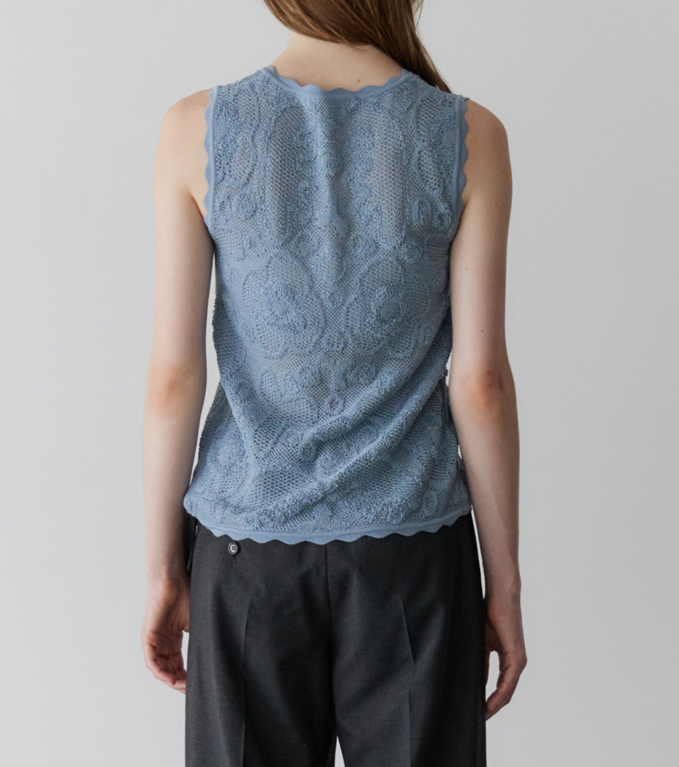 ルシェルブルー 23SS Crafted Knit Vest ニットベスト ル シェル ブルー - LE CIEL BLEU | Jacquard Knit Vest w/Ribbon