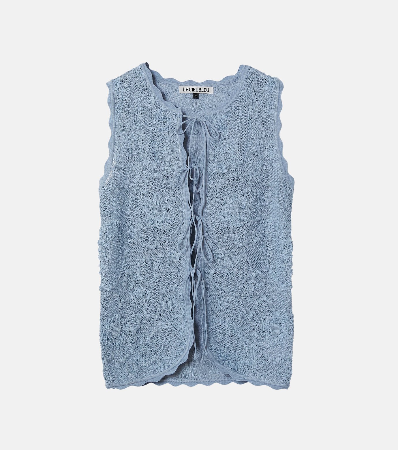 ル シェル ブルー - LE CIEL BLEU | Jacquard Knit Vest w/Ribbon