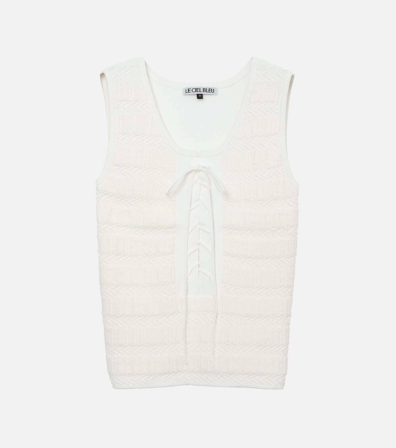 ル シェル ブルー - LE CIEL BLEU | Knit Top w/Lace-Up Front-Off