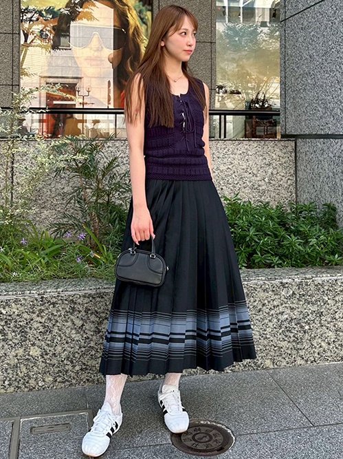 ル シェル ブルー - LE CIEL BLEU | Knit Top w/Lace-Up | RESTIR リステア