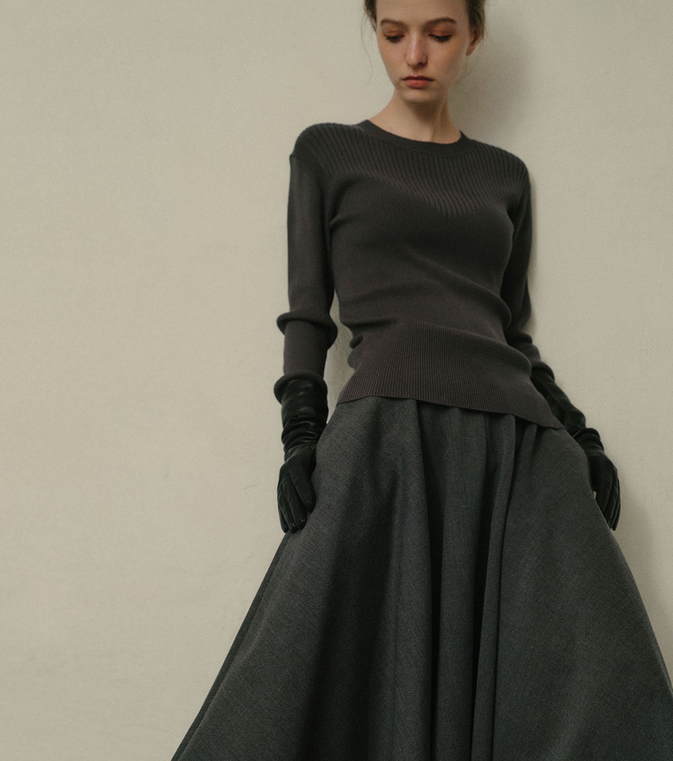 ル シェル ブルー - LE CIEL BLEU | Two-Texture Ribbed Knit | RESTIR