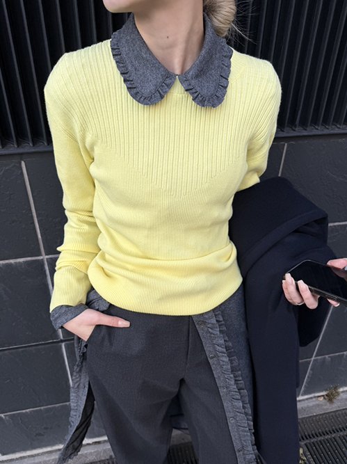 ル シェル ブルー - LE CIEL BLEU | Two-Texture Ribbed Knit | RESTIR