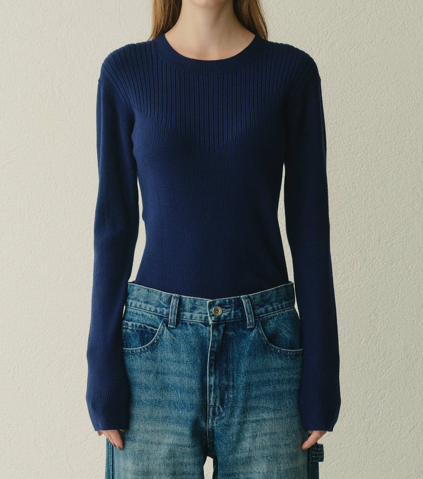 ル シェル ブルー - LE CIEL BLEU | Two-Texture Ribbed Knit | RESTIR