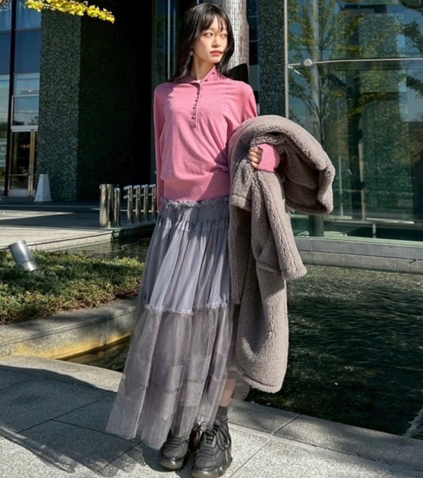 ル シェル ブルー - LE CIEL BLEU | Button-Front High Neck | RESTIR