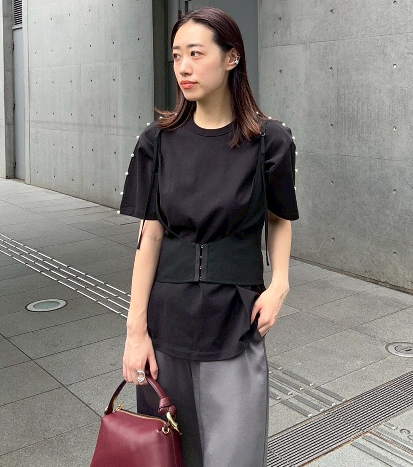 ル シェル ブルー - LE CIEL BLEU | Boxy T-shirt w/Pearl | RESTIR