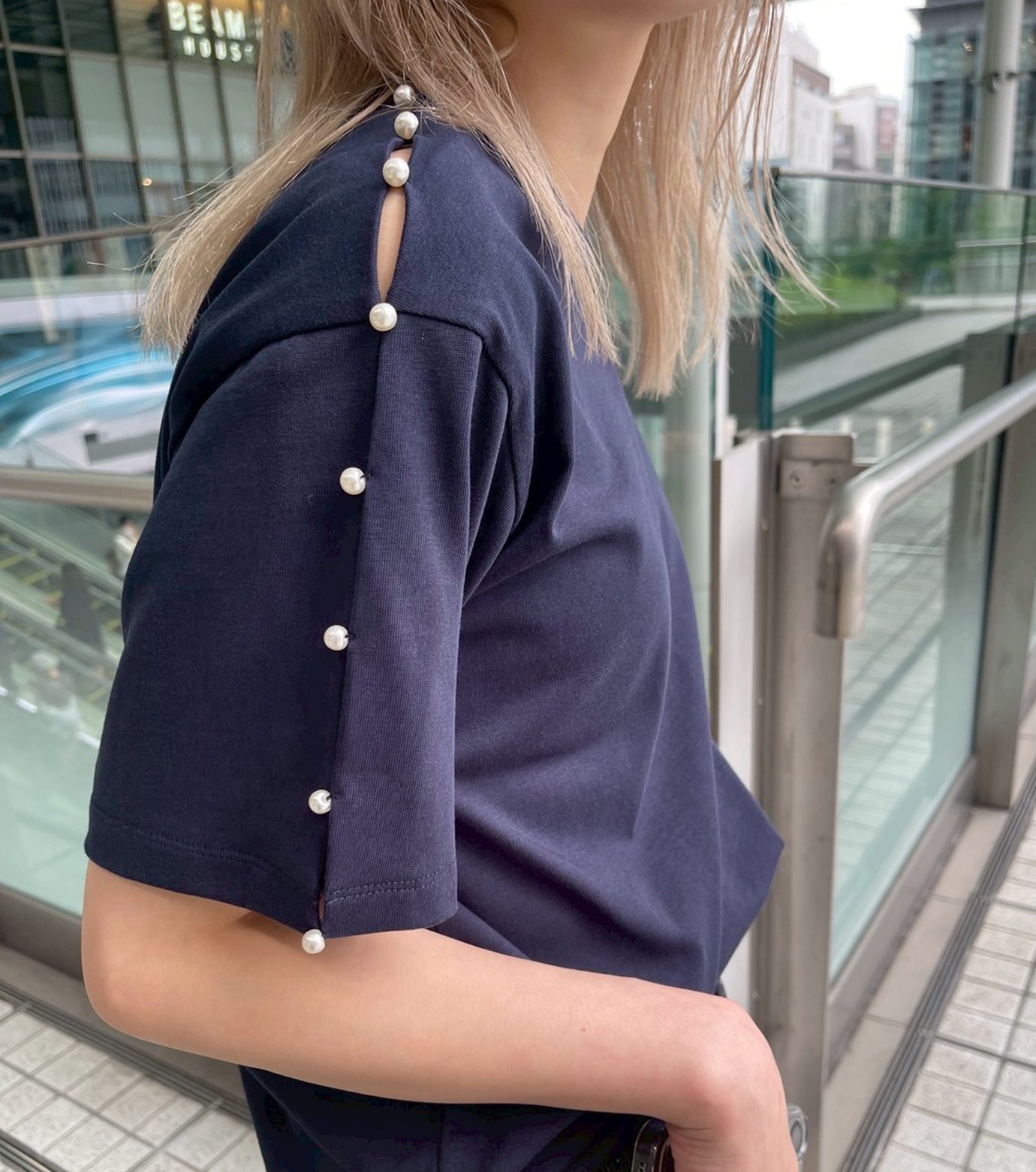 ル シェル ブルー - LE CIEL BLEU | Boxy T-shirt w/Pearl | RESTIR