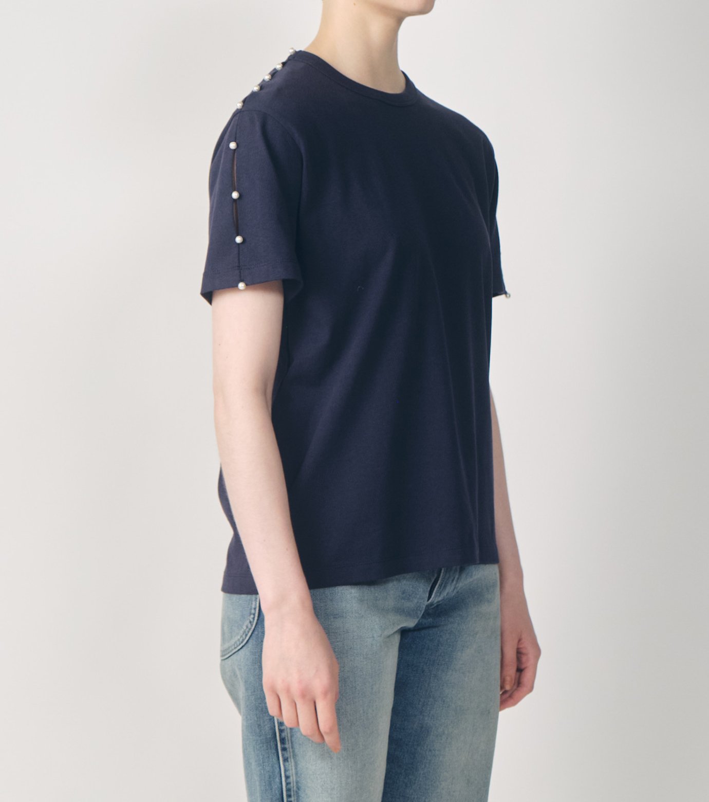 今季新作！ルシェルブルー LE CIEL BLEU★パールTシャツ ル シェル ブルー - LE CIEL BLEU | Boxy T-shirt w/Pearl | RESTIR