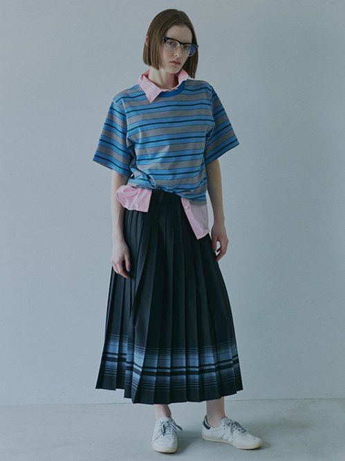 LE CIEL BLEU ハート柄シースルーシルクシャツ ル シェル ブルー - LE CIEL BLEU | Open Collar Harness