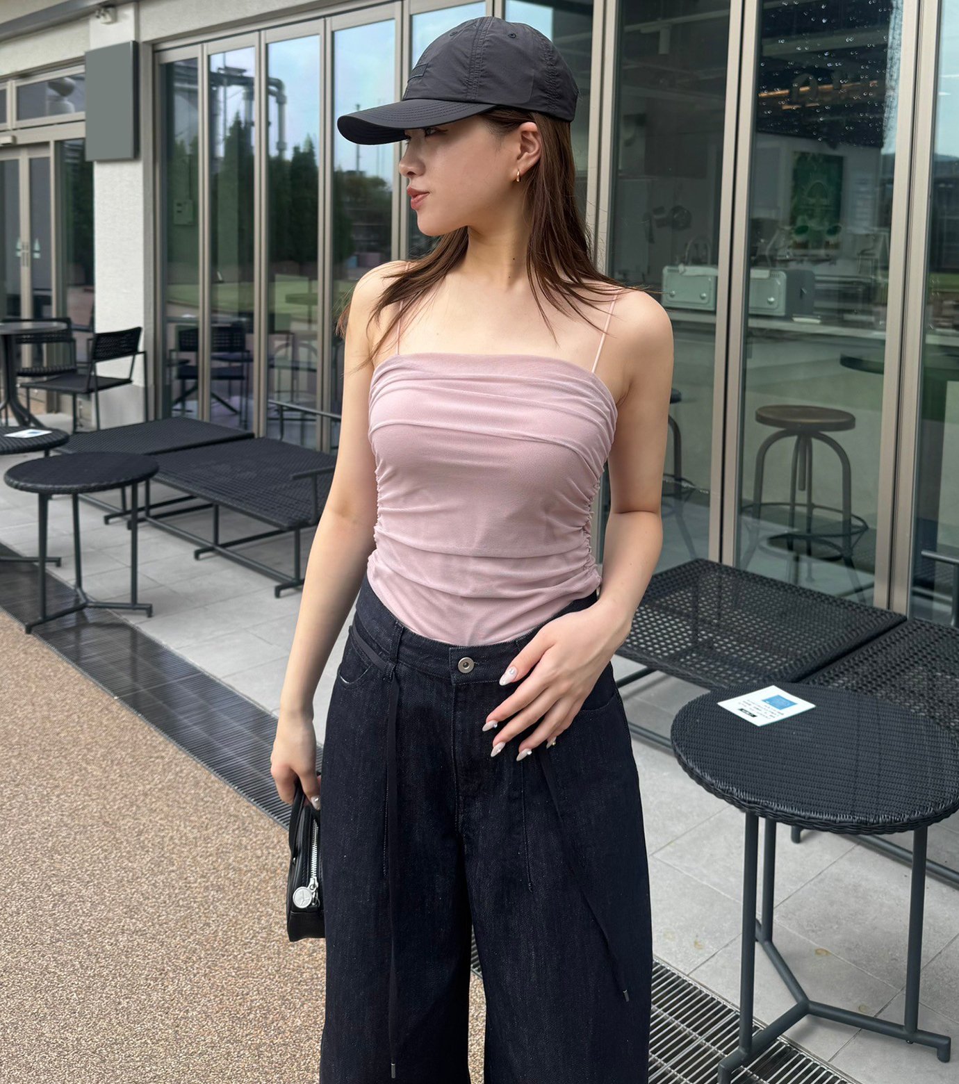 ル シェル ブルー - LE CIEL BLEU | Ruched Tulle Cami Top-Light