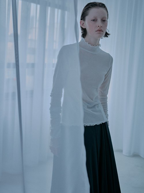Fitted High-neck Tulle Top