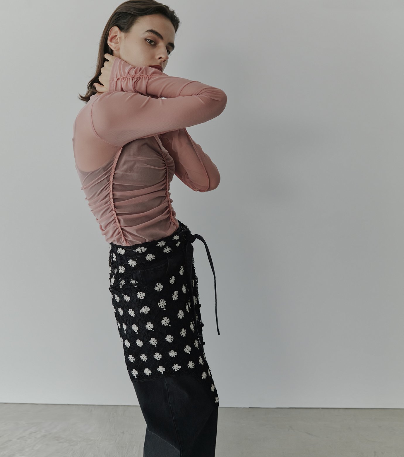 ル シェル ブルー - LE CIEL BLEU | Gathered Tulle Top-Pink-36の通販